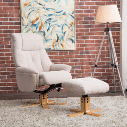 Dubai Recliner Chair & Footstool in Lisbon Wheat